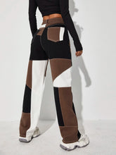 High Waist Cut And Sew Jeans